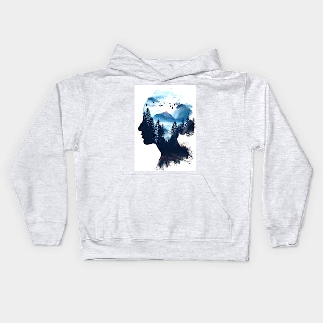 Woman Double Exposure Kids Hoodie by Durro